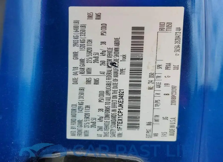 1FTEX1CP1JKE34921# 13