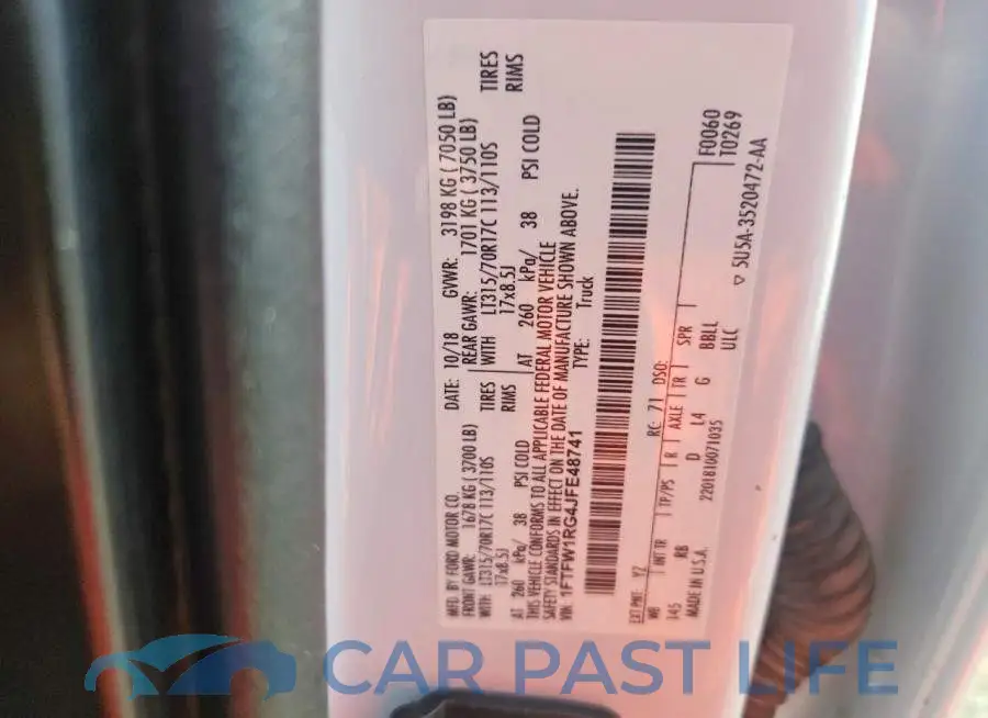 1FTFW1RG4JFE48741# 12