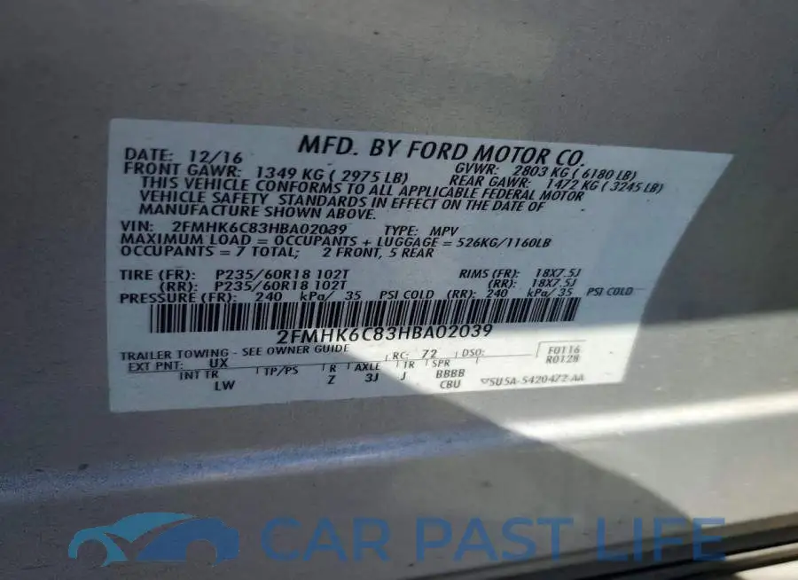 2FMHK6C83HBA02039# 13