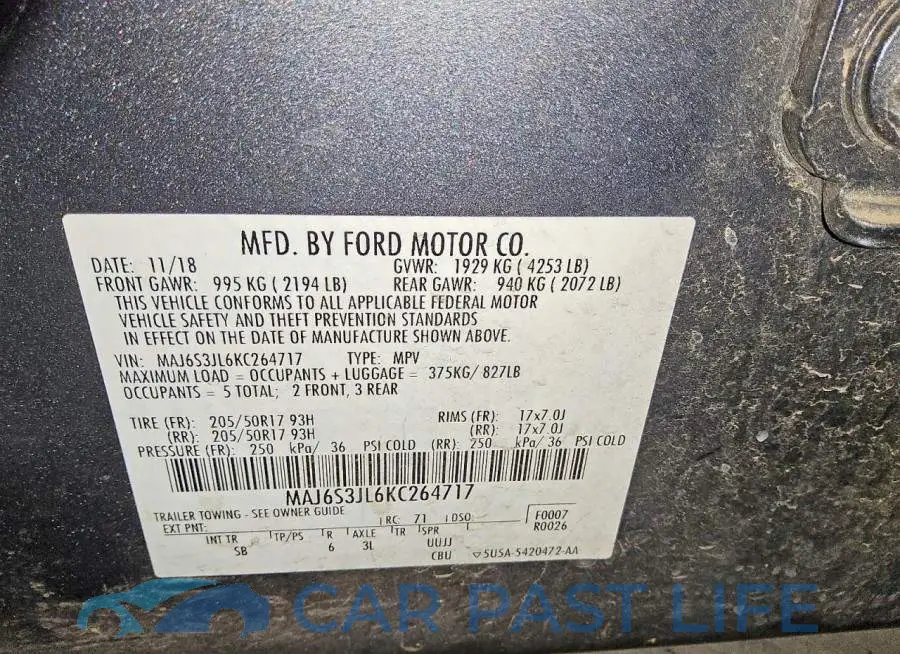MAJ6S3JL6KC264717# 13