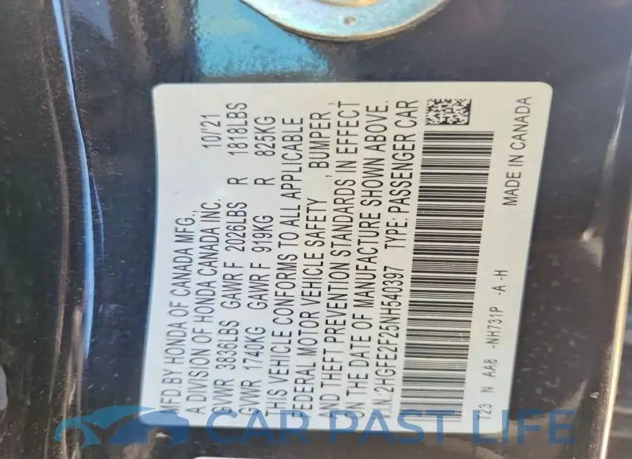 2HGFE2F25NH540397# 13