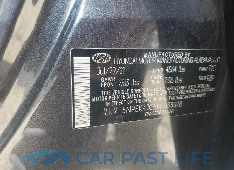 5NPEK4JC5NH138028# 12
