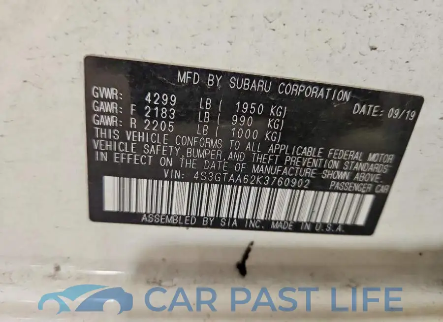 4S3GTAA62K3760902# 13