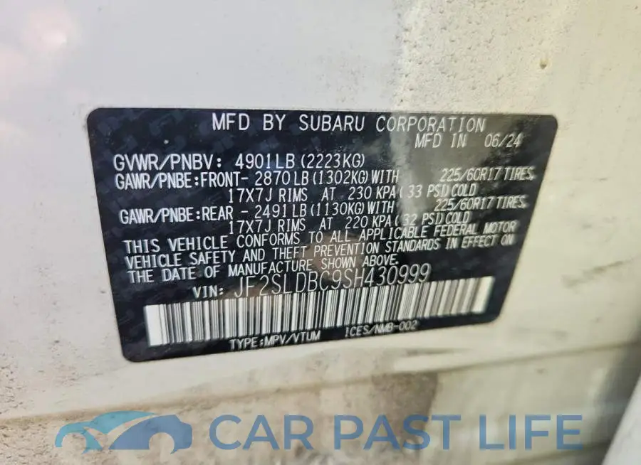 JF2SLDBC9SH430999# 12