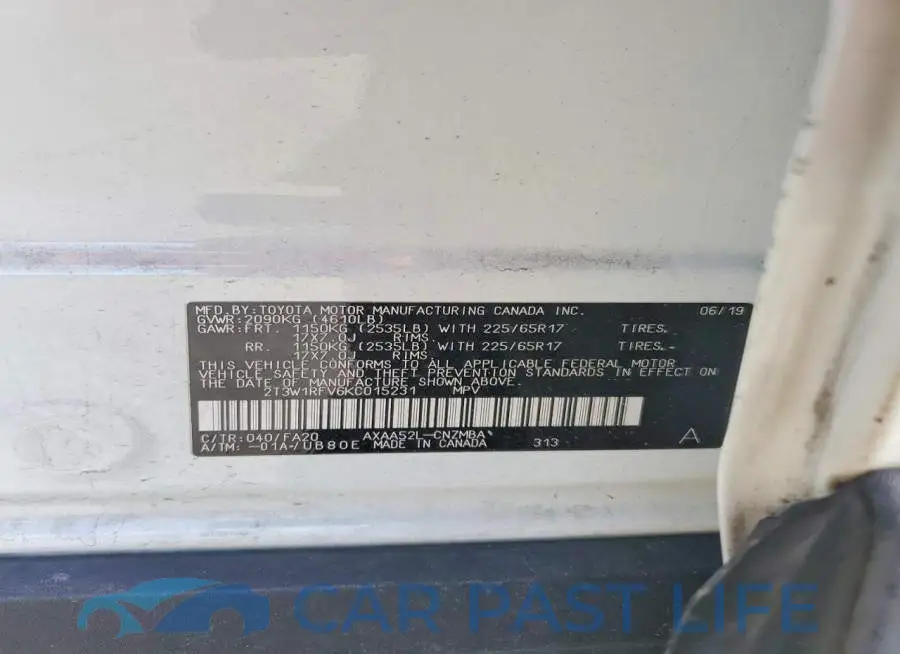 2T3W1RFV6KC015231# 13