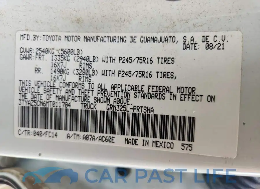 3TYAZ5CN6MT011784# 12