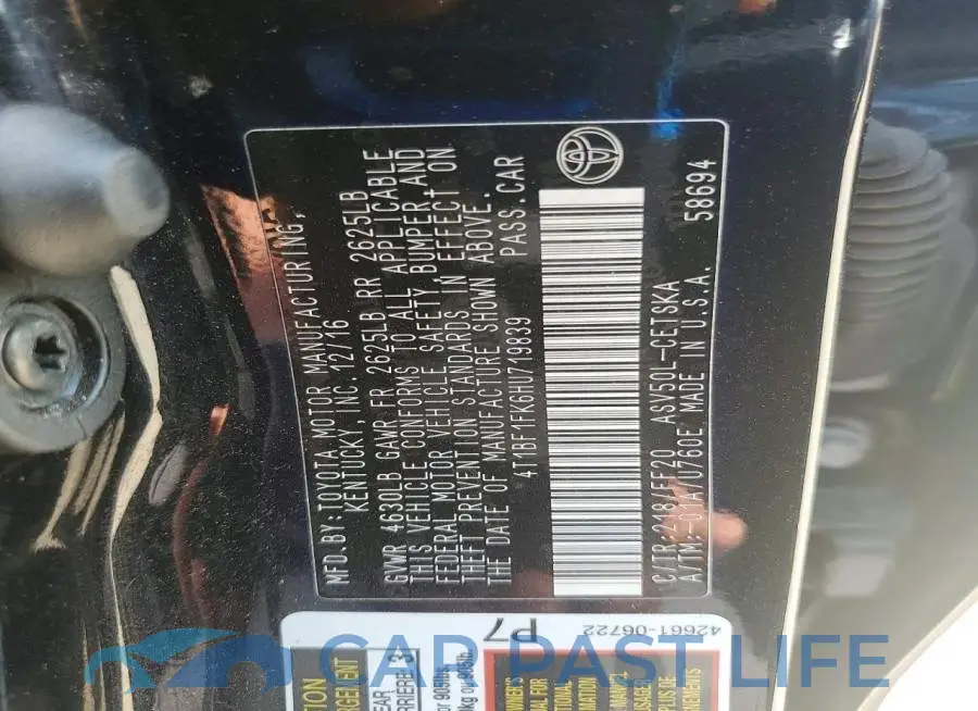 4T1BF1FK6HU719839# 12