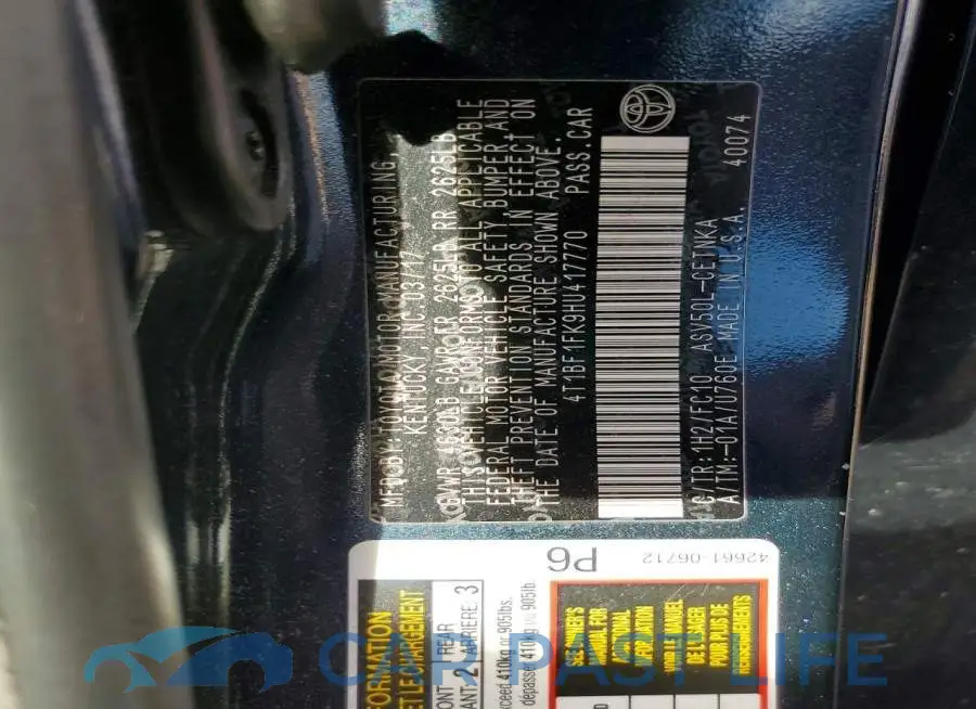 4T1BF1FK9HU417770# 12