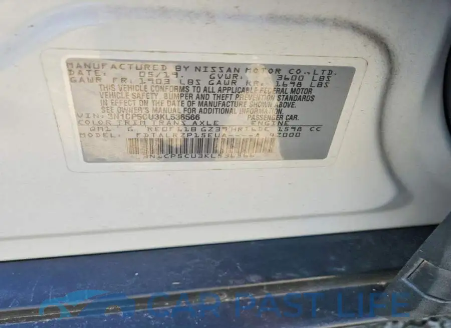 3N1CP5CU3KL536566# 12