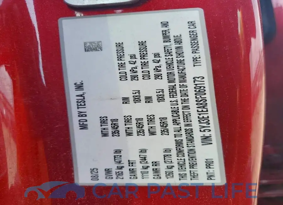 5YJ3E1EA8SF069173# 13