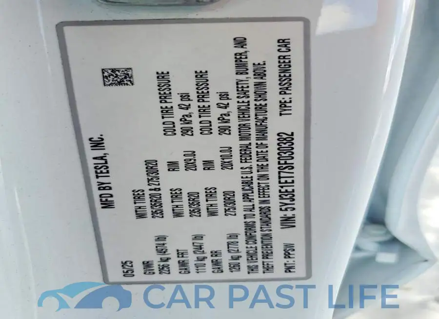 5YJ3E1ET7SF030382# 13