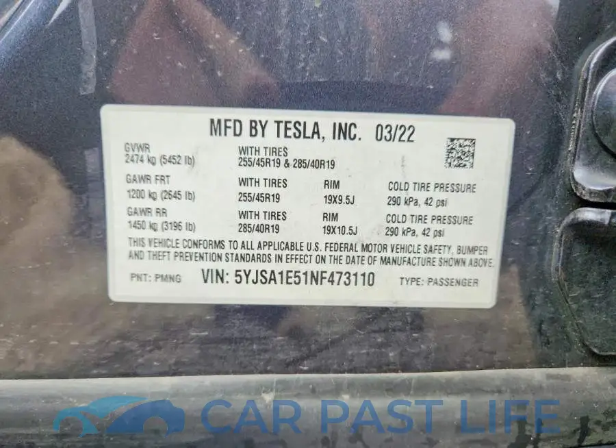 5YJSA1E51NF473110# 12
