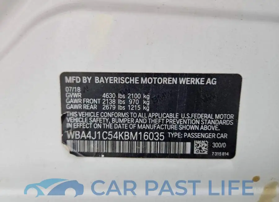 WBA4J1C54KBM16035# 13