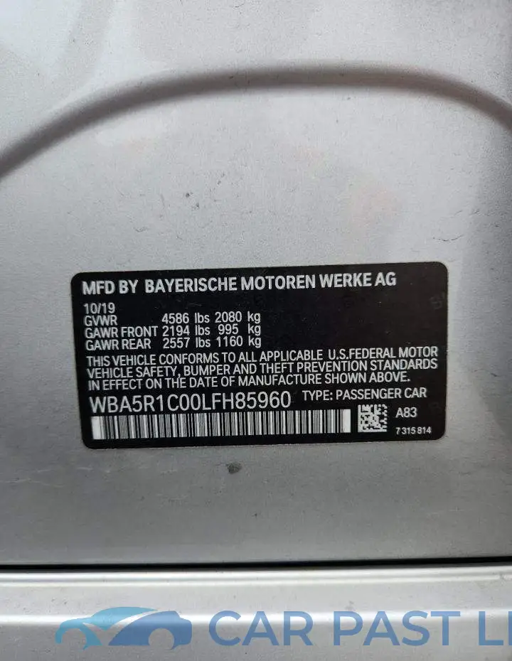 WBA5R1C00LFH85960# 12
