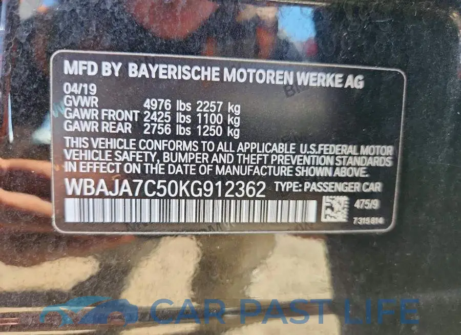 WBAJA7C50KG912362# 12