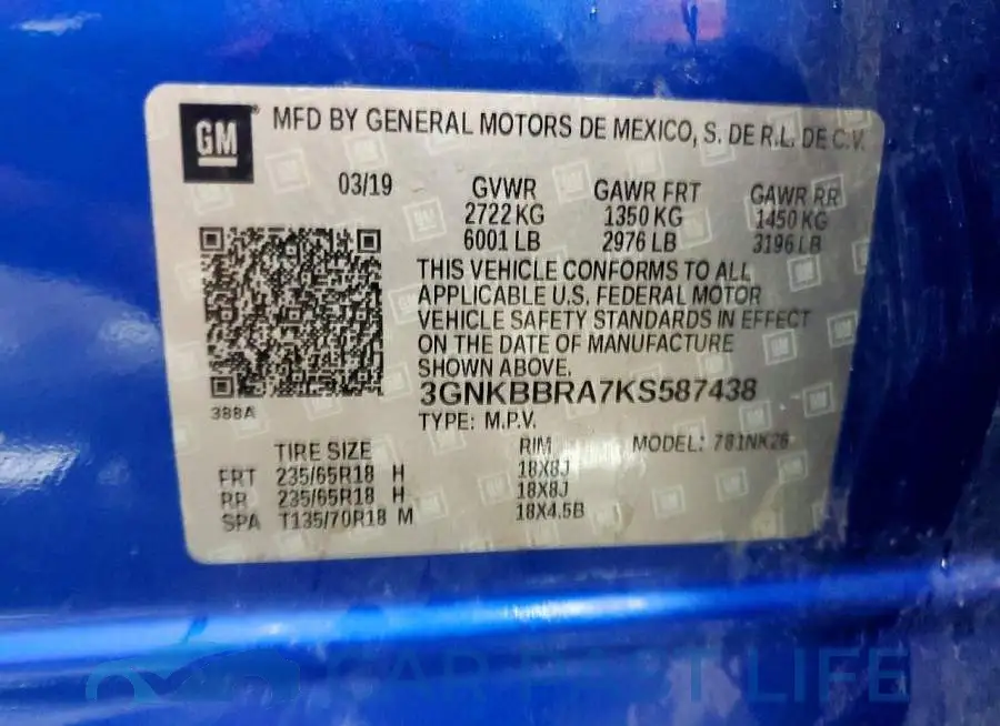 3GNKBBRA7KS587438# 13