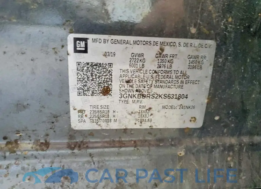3GNKBDRS2KS631804# 12