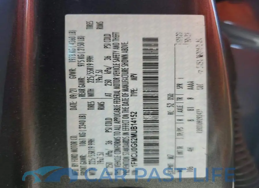 1FMCU0G62MUB14152# 14