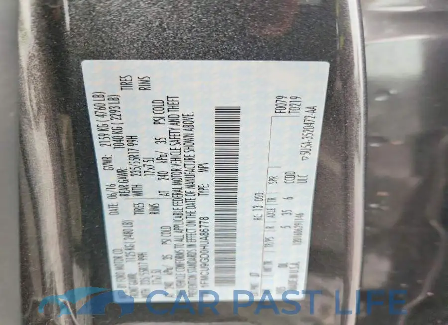 1FMCU9GD0HUA86778# 13