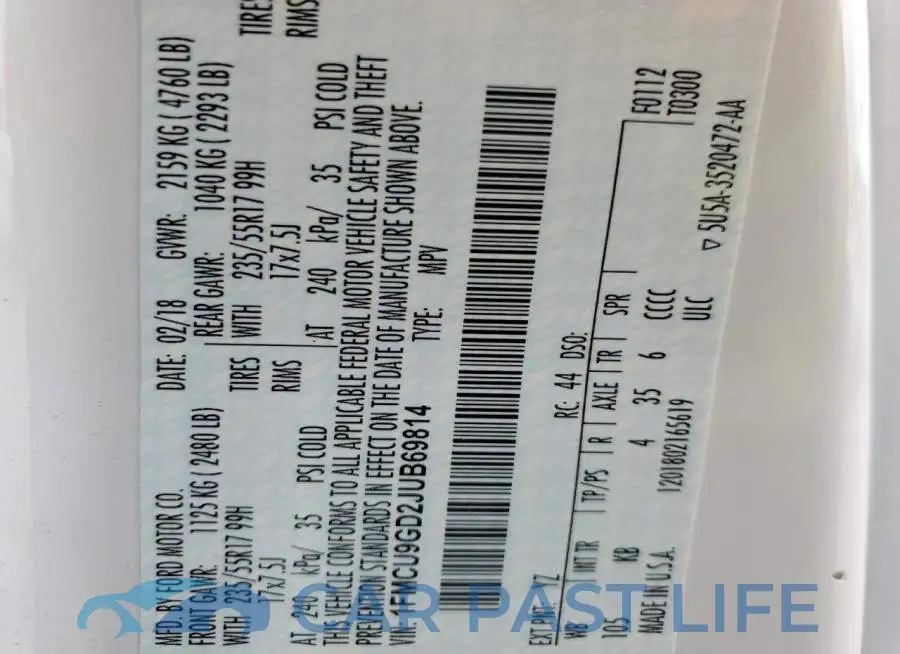 1FMCU9GD2JUB69814# 14