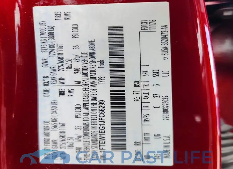 1FTEW1EG1JFC66299# 12