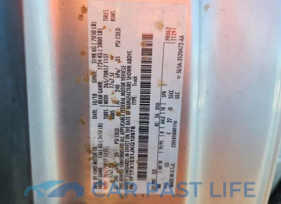 1FTFX1E51JKG10978# 12