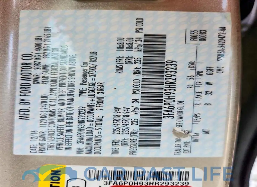 3FA6P0H93HR293239# 12