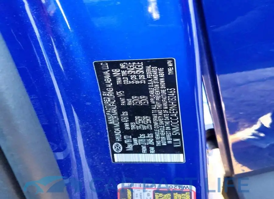 5NMJCCAE9NH132463# 13