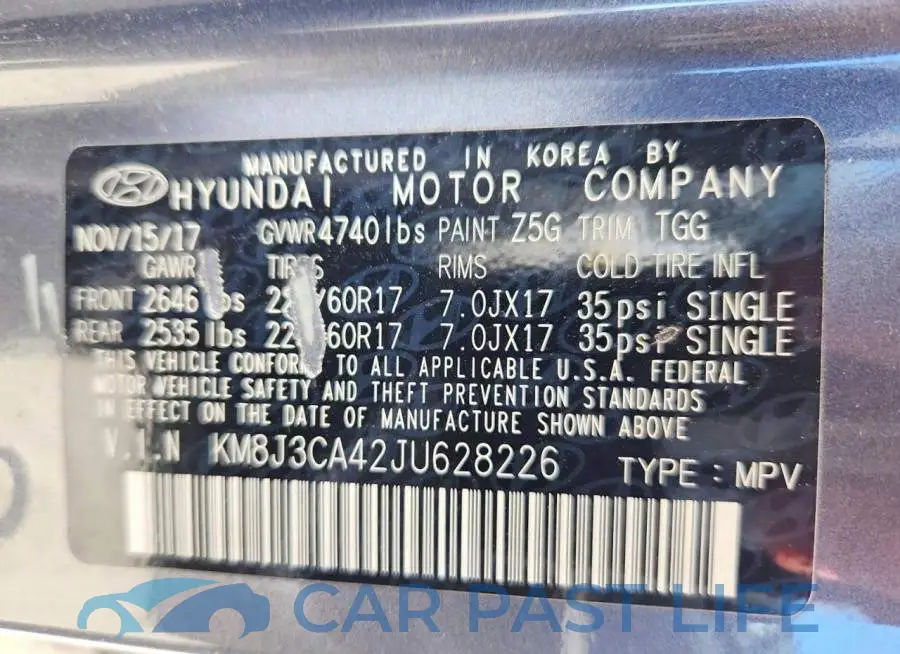 KM8J3CA42JU628226# 13