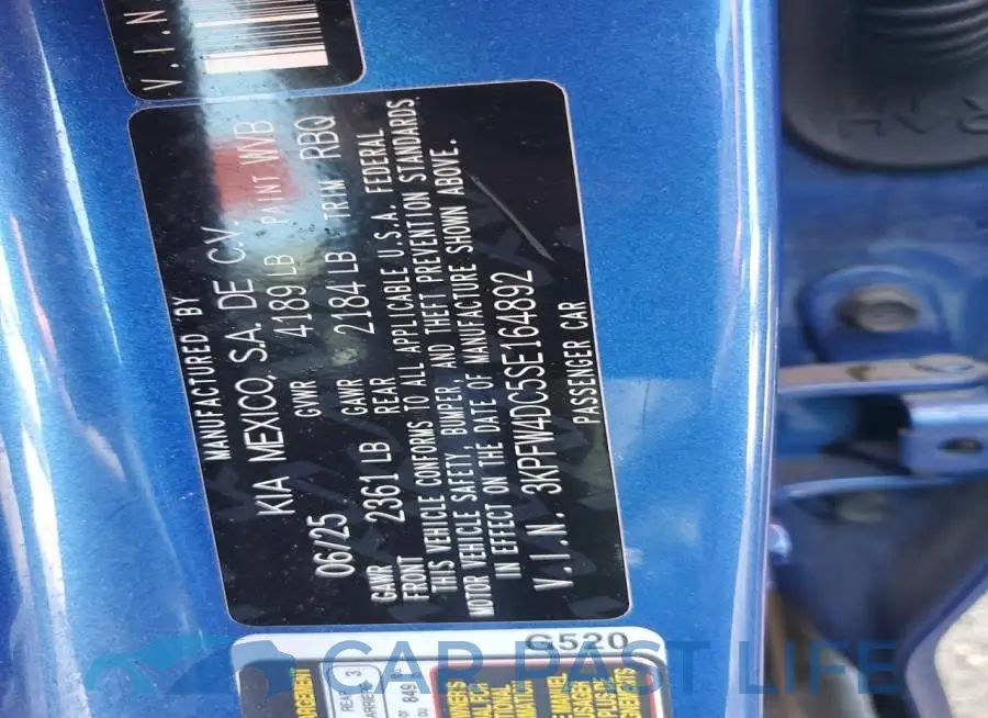 3KPFW4DC5SE164892# 12