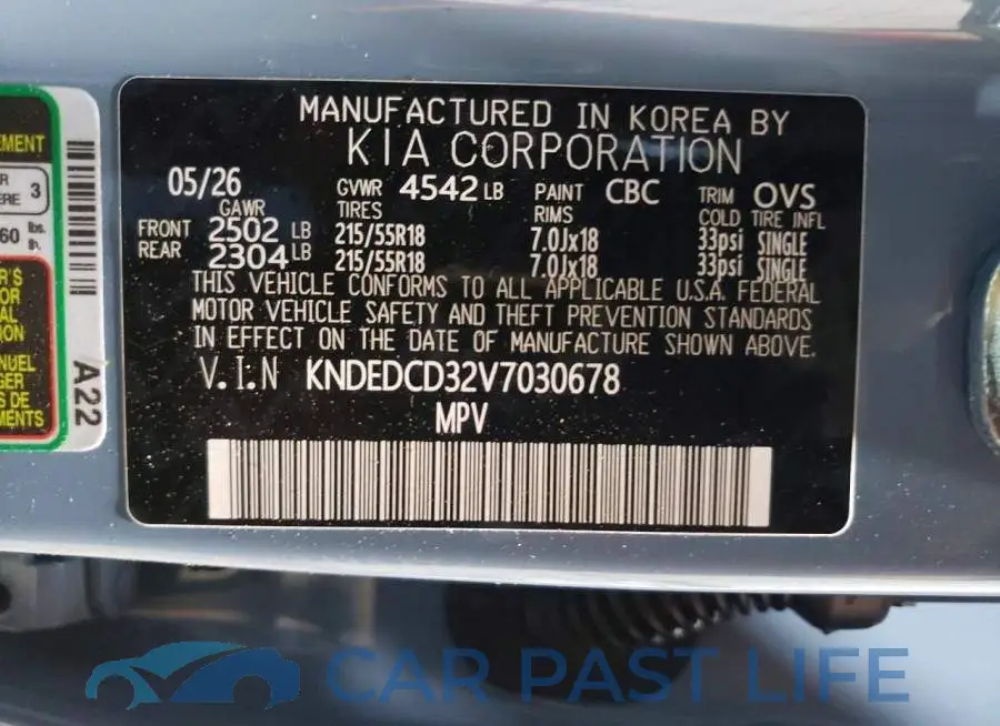 KNDEDCD32V7030678# 14