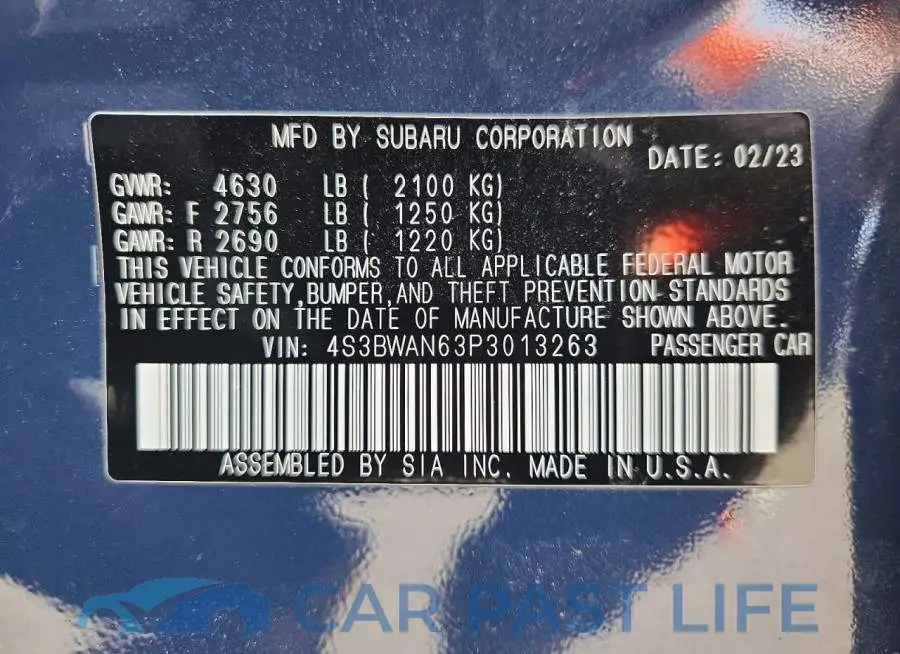 4S3BWAN63P3013263# 12