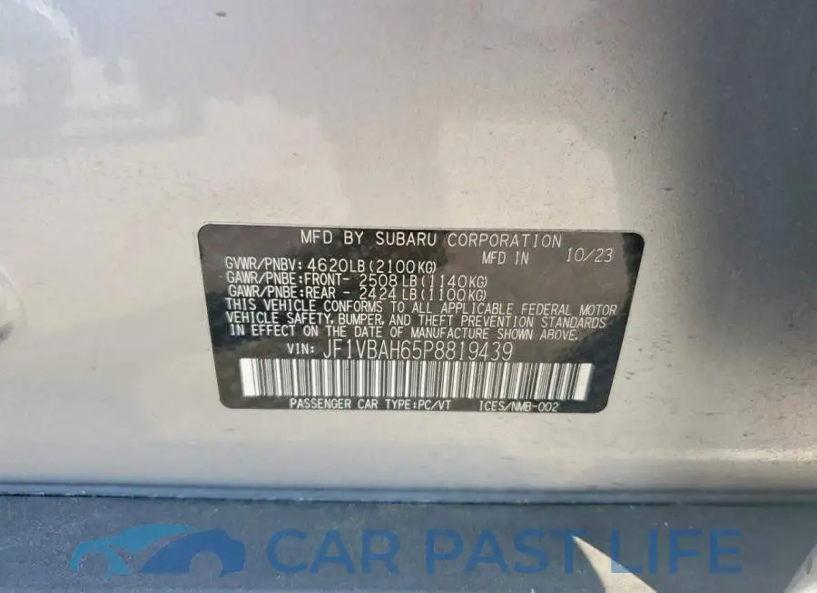 JF1VBAH65P8819439# 12