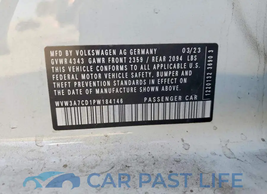 WVW3A7CD1PW184146# 12