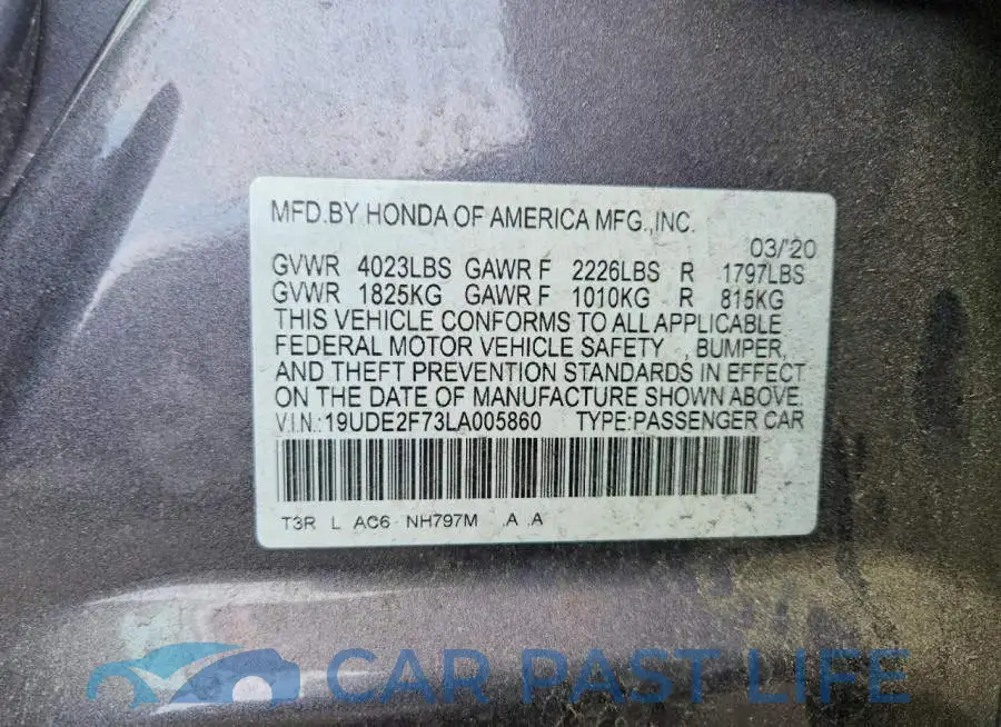 19UDE2F73LA005860# 13