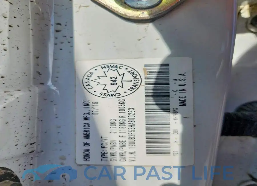 19UUB3F55HA800283# 13
