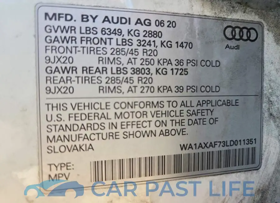 WA1AXAF73LD011351# 14