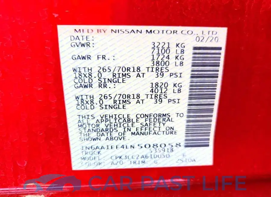 1N6AA1EF4LN508058# 12