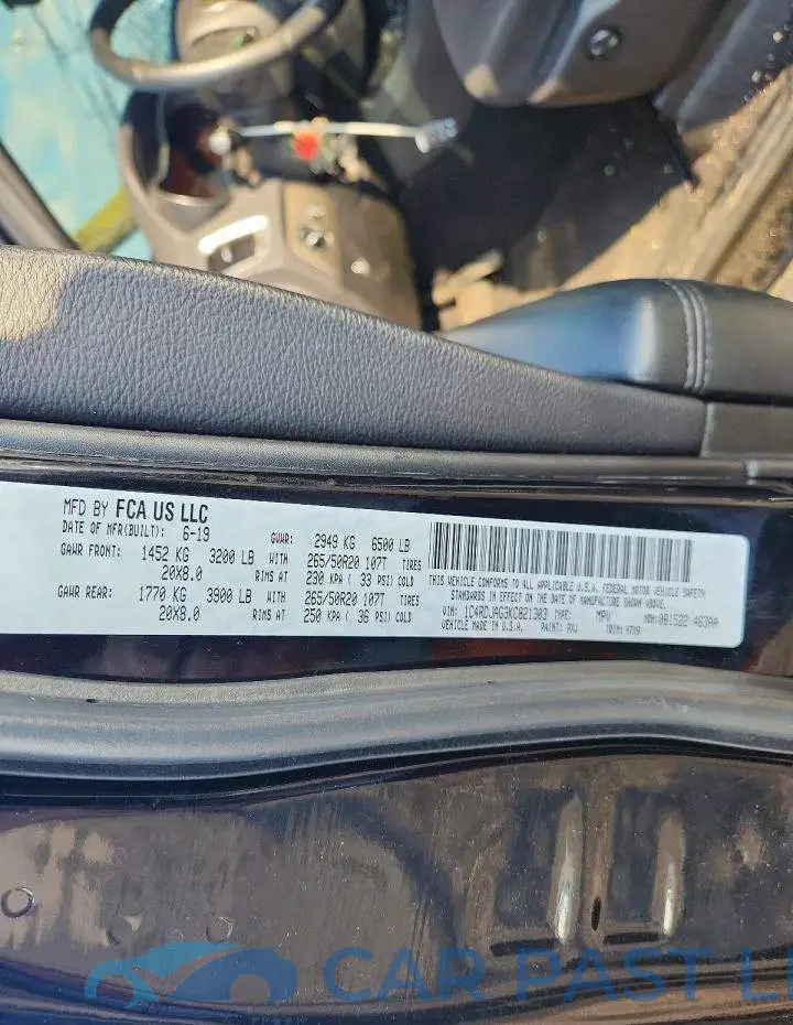 1C4RDJAG3KC821303# 13