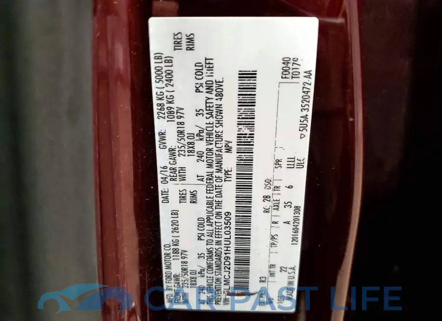5LMCJ2D91HUL03509# 13