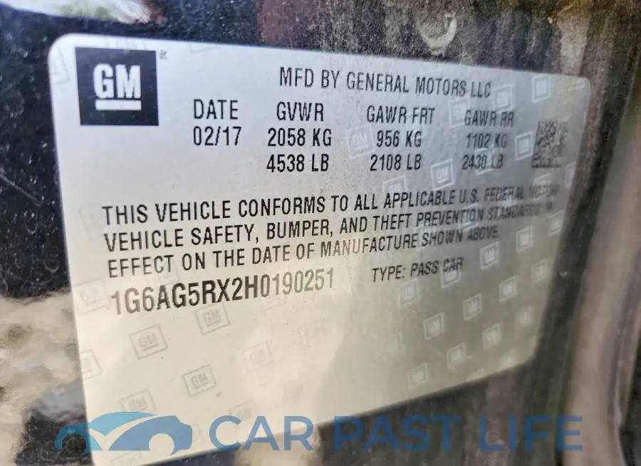 1G6AG5RX2H0190251# 12