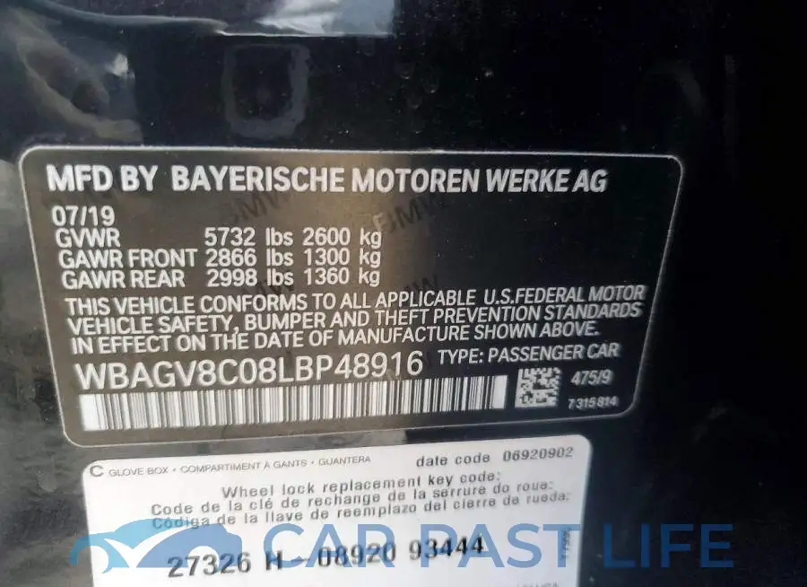 WBAGV8C08LBP48916# 13