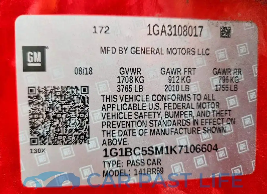 1G1BC5SM1K7106604# 12