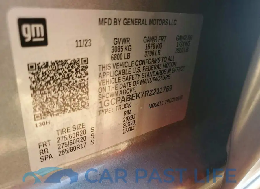 1GCPABEK7RZ211769# 13