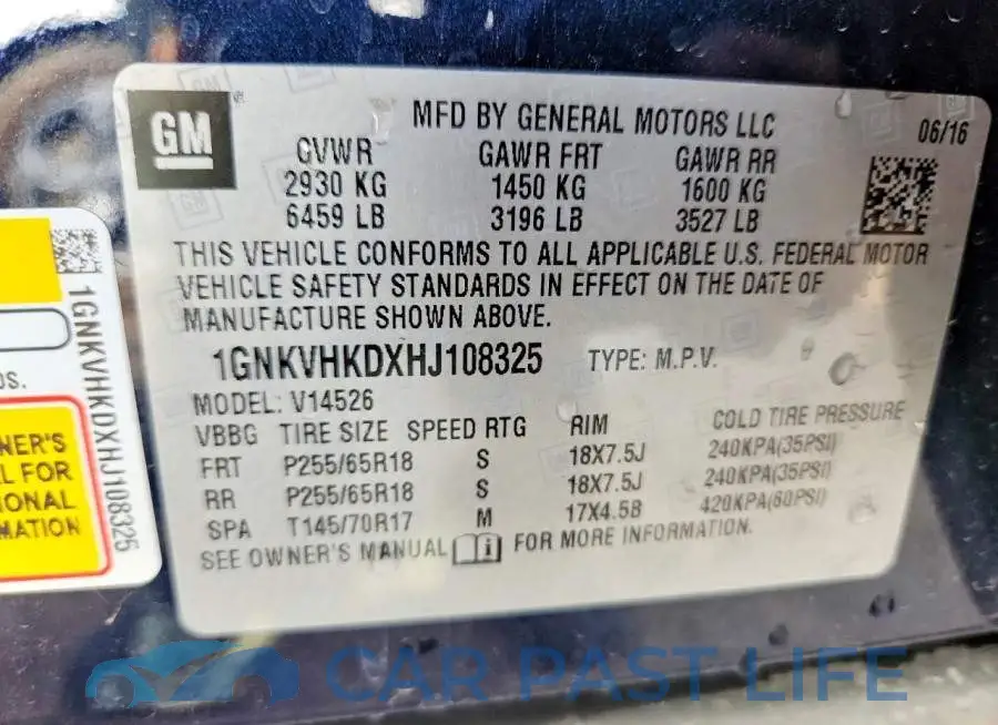 1GNKVHKDXHJ108325# 13