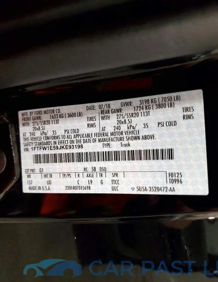 1FTFW1E59JKE93198# 12