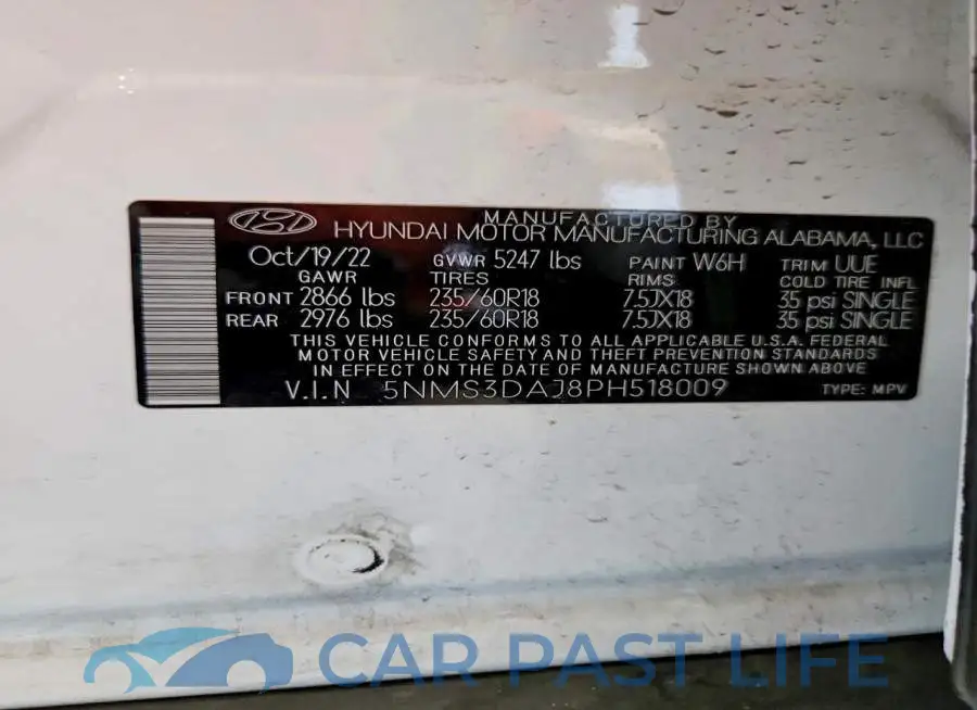 5NMS3DAJ8PH518009# 12