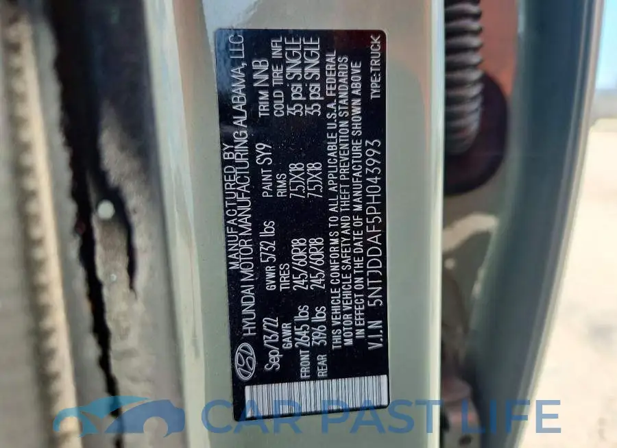 5NTJDDAF5PH043993# 12