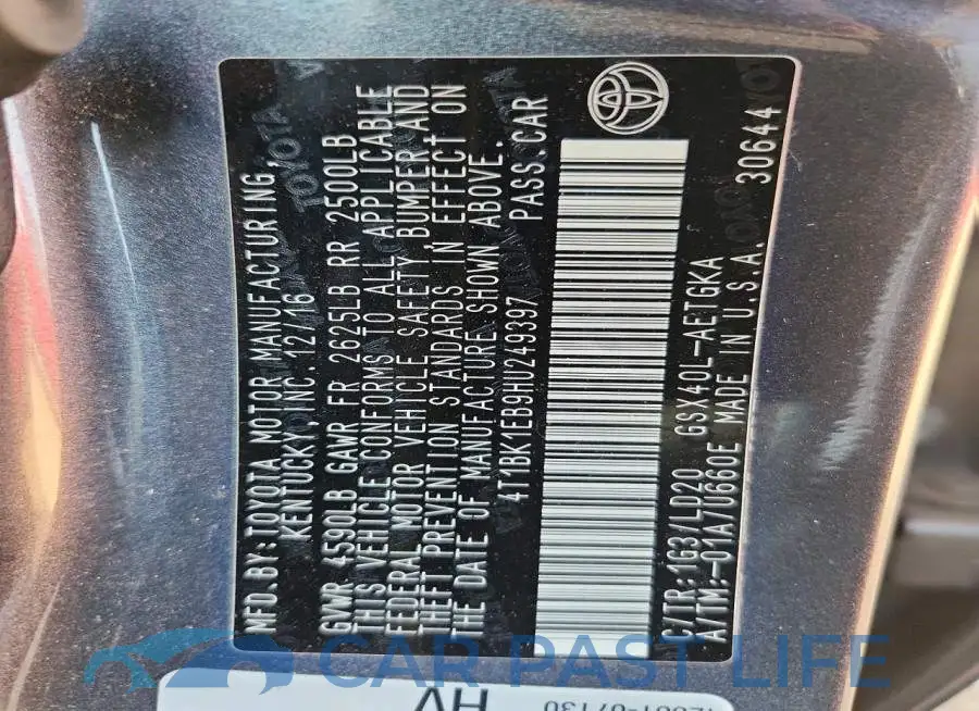 4T1BK1EB9HU249397# 12