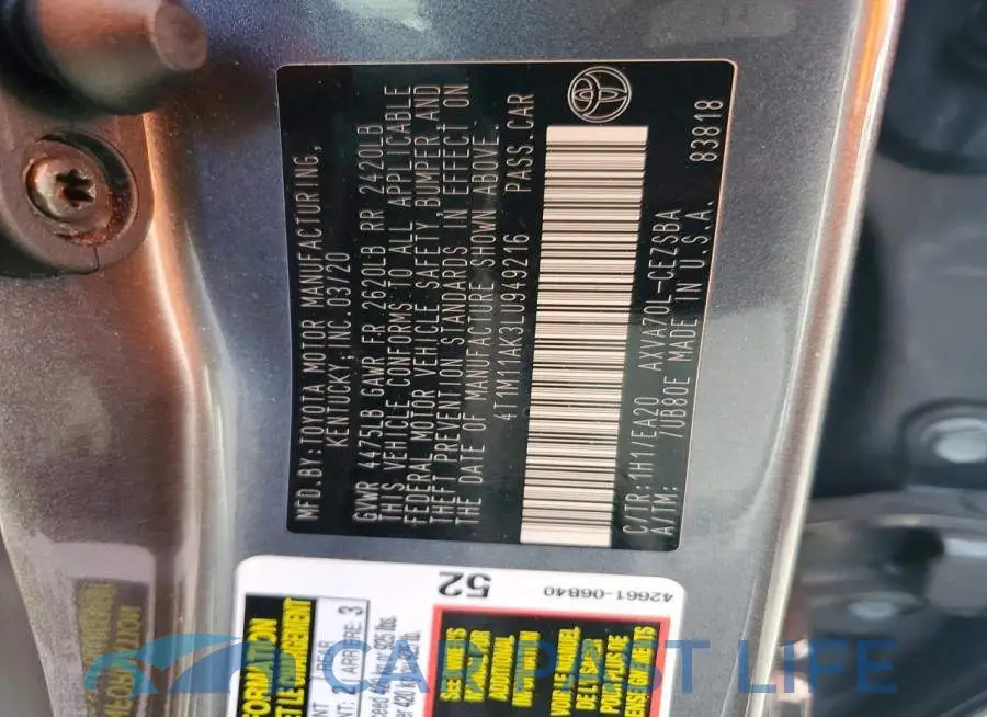 4T1M11AK3LU949216# 12